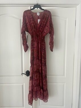 Misa Los Angeles Deep Wine Paisley Maxi Dress